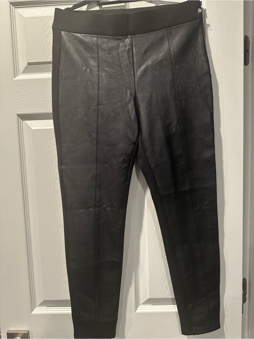 Ann Taylor Black Faux Leather Slim Tapered Pants
